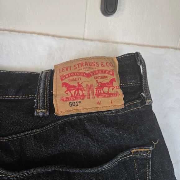 Levi's 501 Jeans Mens 40x38 Button Fly Black Denim 0711 - Picture 8 of 13